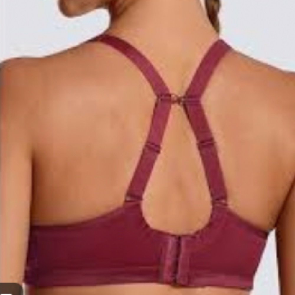 Syrokan Underwire Adjustable Sports Bra sz 38E Burgundy Wine Color - Picture 4 of 4